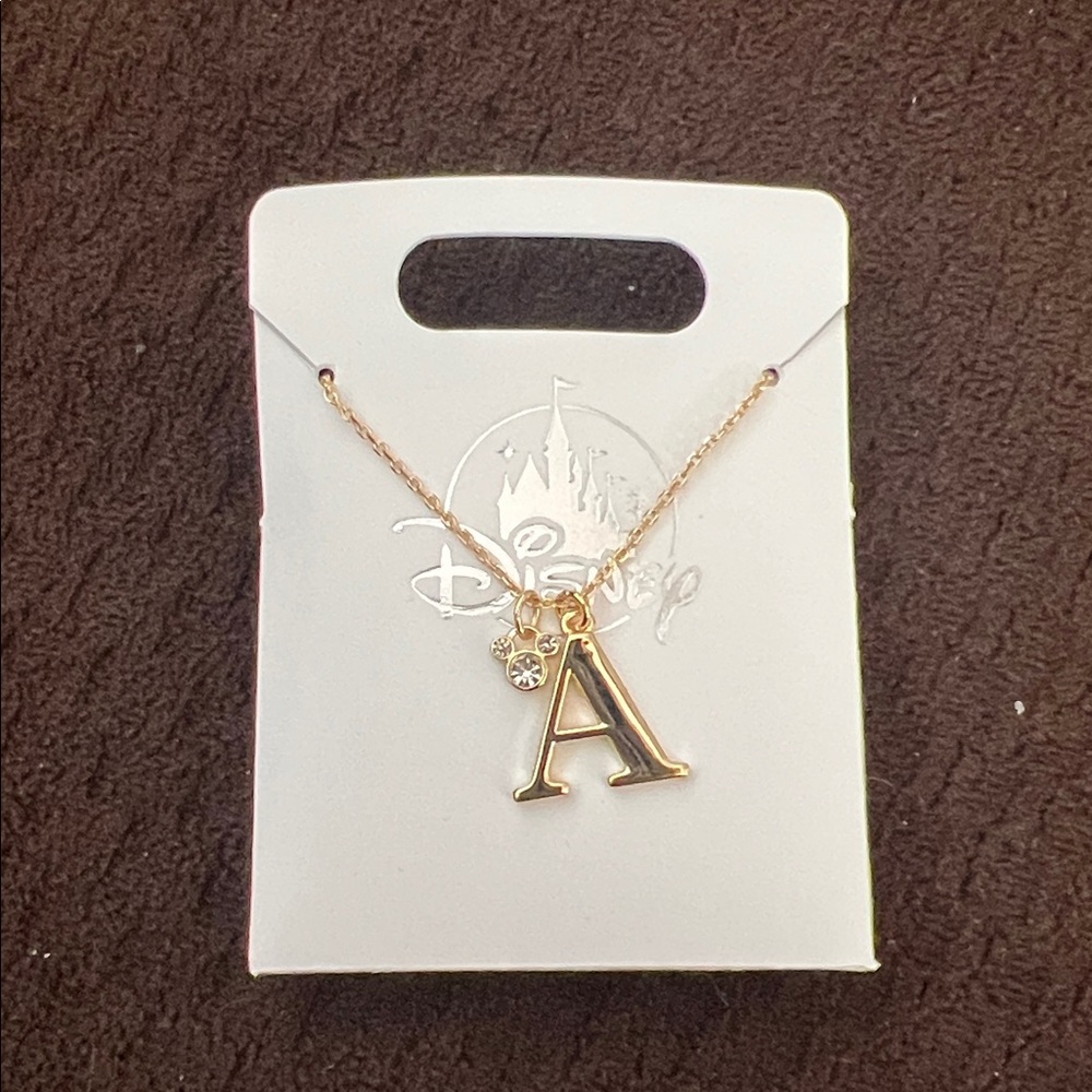 Disney Gold 'A' Necklace with Crystal Charm
